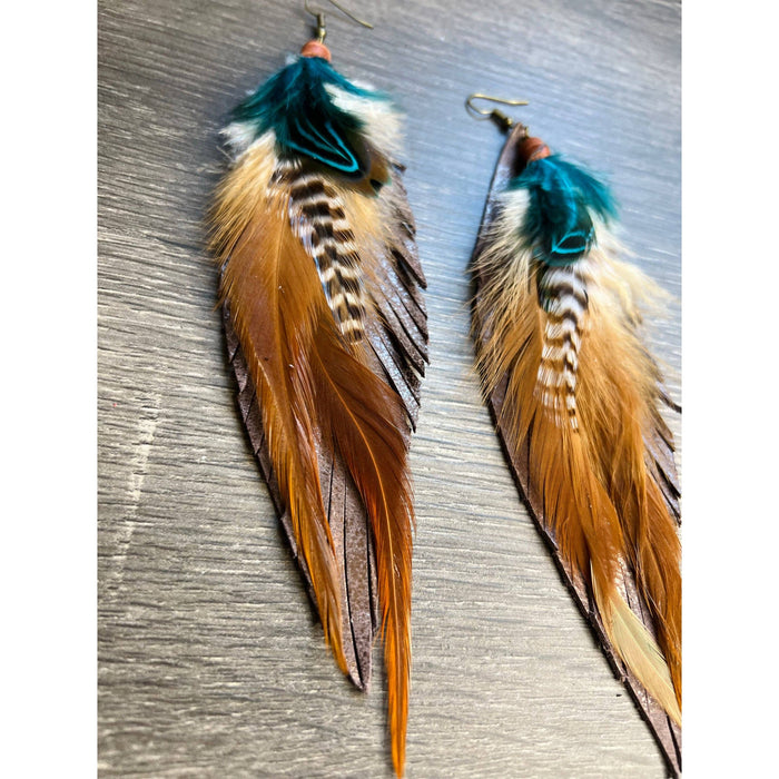 Ronan Feather Earrings: 5 inches-Earrings-[Womens_Boutique]-[NFR]-[Rodeo_Fashion]-[Western_Style]-Calamity's LLC