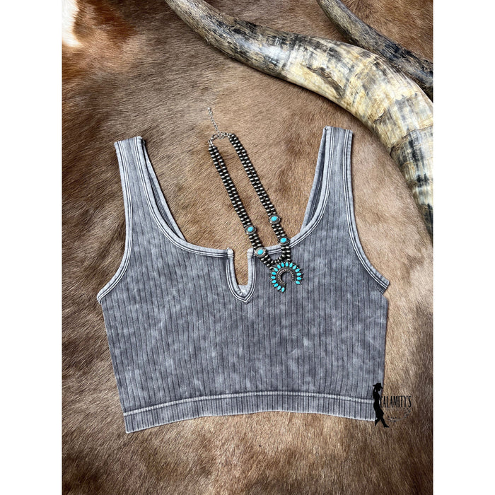 WASHED RIBBED CROPPED KEYHOLE CUTOUT TANK TOP-Camis/Tanks-[Womens_Boutique]-[NFR]-[Rodeo_Fashion]-[Western_Style]-Calamity's LLC