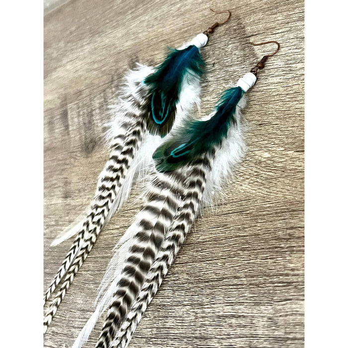 Glacier Feather Earrings: White-Earrings-[Womens_Boutique]-[NFR]-[Rodeo_Fashion]-[Western_Style]-Calamity's LLC