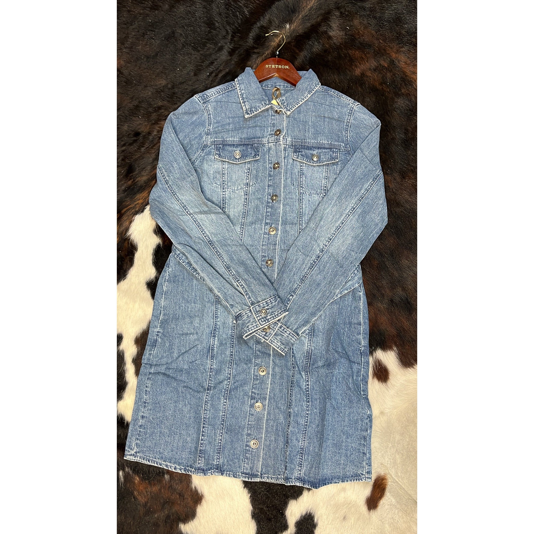 stetson denim shirt dress Embroidered Denim Shirt Dress