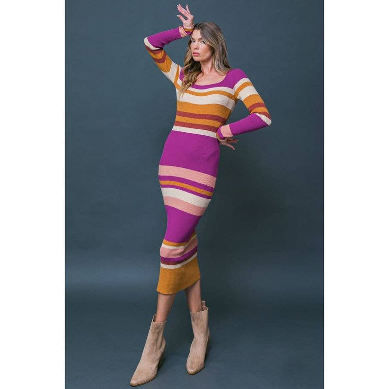 FLYING TOMATO - A ribbed sweater midi dress-Dresses-[Womens_Boutique]-[NFR]-[Rodeo_Fashion]-[Western_Style]-Calamity's LLC