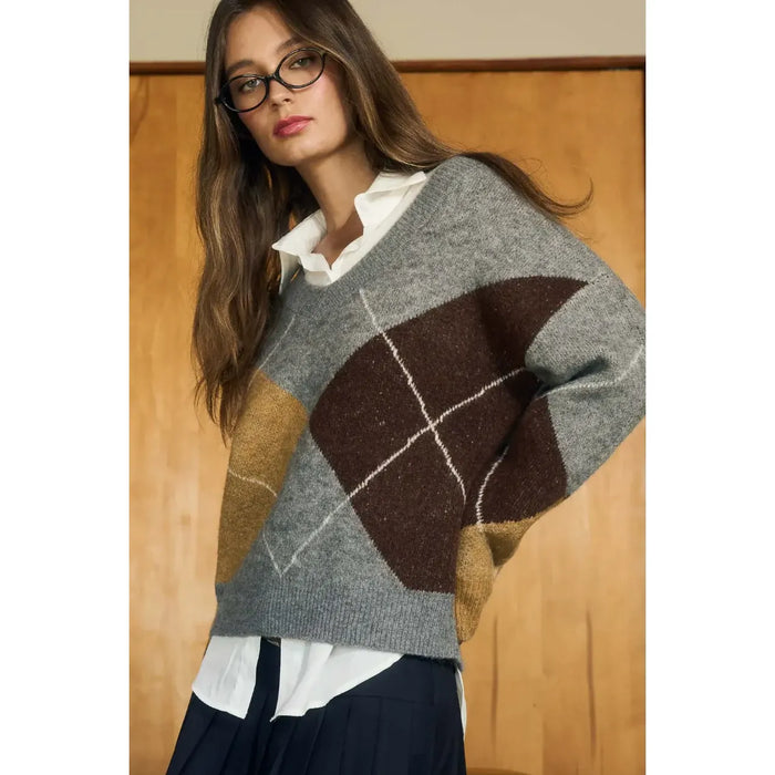 V neck sweater-[Womens_Boutique]-[NFR]-[Rodeo_Fashion]-[Western_Style]-Calamity's LLC