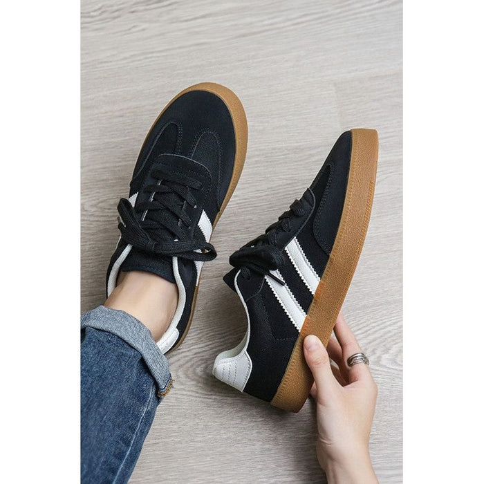 Striped Lace-up Flat Sneakers-[Womens_Boutique]-[NFR]-[Rodeo_Fashion]-[Western_Style]-Calamity's LLC