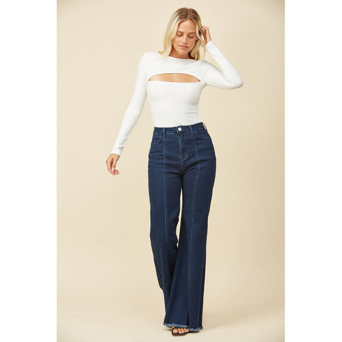 MULTIWEAR CUT OUT LONG SLEEVE RIBBED BODYSUIT-[Womens_Boutique]-[NFR]-[Rodeo_Fashion]-[Western_Style]-Calamity's LLC