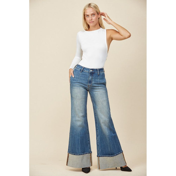 PREMIUM MID RISE CUFFED FULL LENGTH JEANS-[Womens_Boutique]-[NFR]-[Rodeo_Fashion]-[Western_Style]-Calamity's LLC
