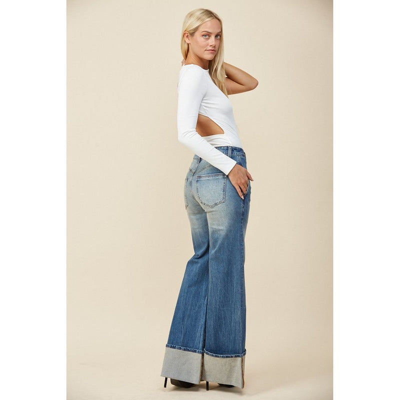 PREMIUM MID RISE CUFFED FULL LENGTH JEANS-[Womens_Boutique]-[NFR]-[Rodeo_Fashion]-[Western_Style]-Calamity's LLC