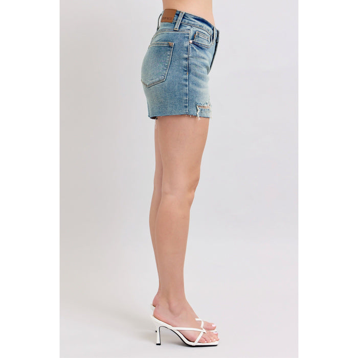 MR Vintage Wash Button-Fly & Destroy Shorts-[Womens_Boutique]-[NFR]-[Rodeo_Fashion]-[Western_Style]-Calamity's LLC