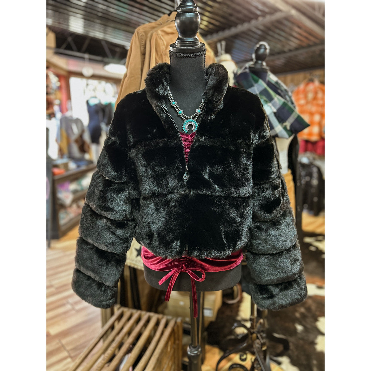 Cropped Faux Fur Jacket-[Womens_Boutique]-[NFR]-[Rodeo_Fashion]-[Western_Style]-Calamity's LLC
