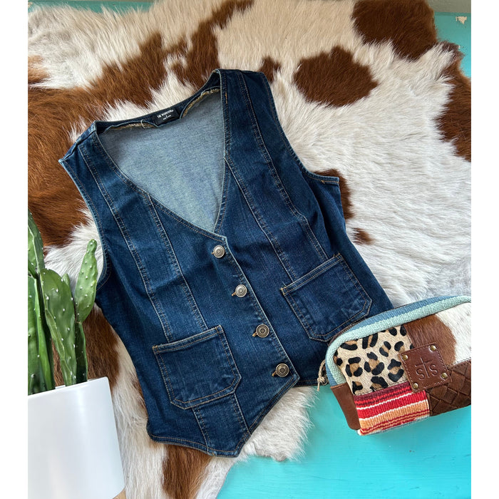 Morgan Denim Vest-[Womens_Boutique]-[NFR]-[Rodeo_Fashion]-[Western_Style]-Calamity's LLC