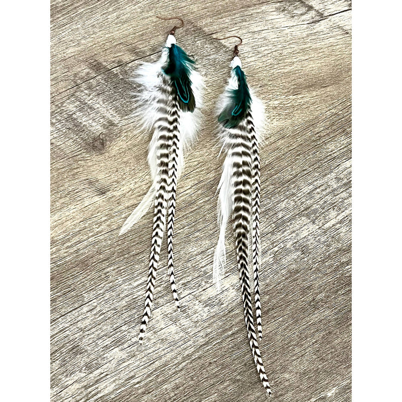 Glacier Feather Earrings: White-Earrings-[Womens_Boutique]-[NFR]-[Rodeo_Fashion]-[Western_Style]-Calamity's LLC