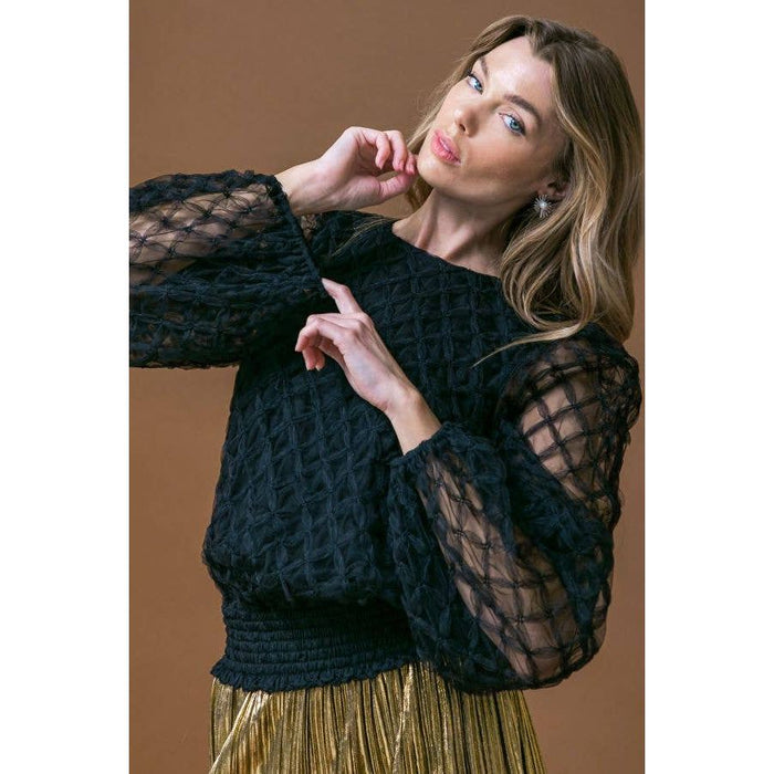 A solid textured woven top by, Flying Tomato-Long Sleeves-[Womens_Boutique]-[NFR]-[Rodeo_Fashion]-[Western_Style]-Calamity's LLC