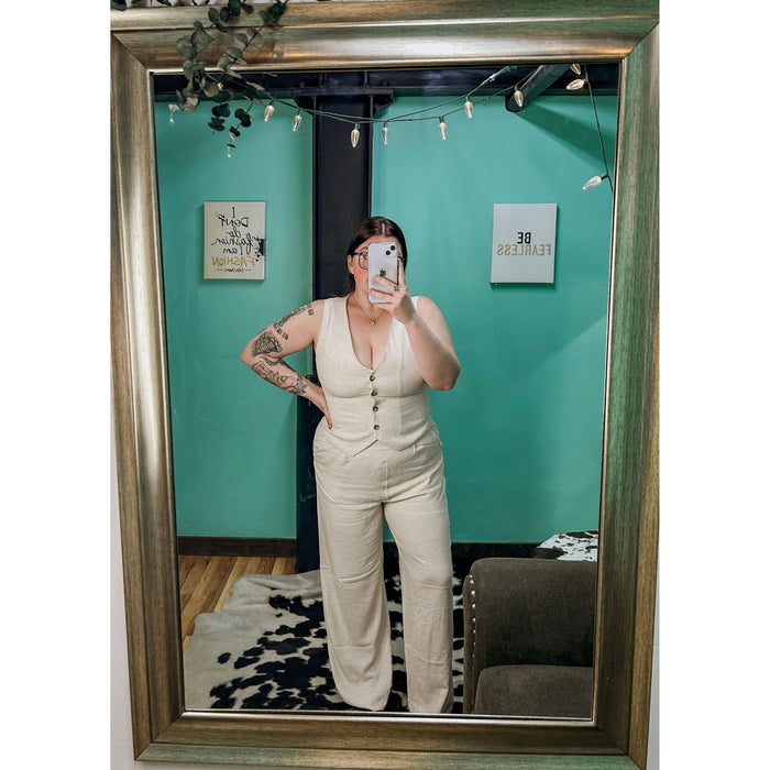 Linen Vest-[Womens_Boutique]-[NFR]-[Rodeo_Fashion]-[Western_Style]-Calamity's LLC
