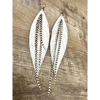 Clancy Feather Earrings | White: 5 inches-Earrings-[Womens_Boutique]-[NFR]-[Rodeo_Fashion]-[Western_Style]-Calamity's LLC