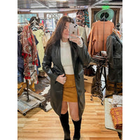 Faux leather, long line coat-[Womens_Boutique]-[NFR]-[Rodeo_Fashion]-[Western_Style]-Calamity's LLC