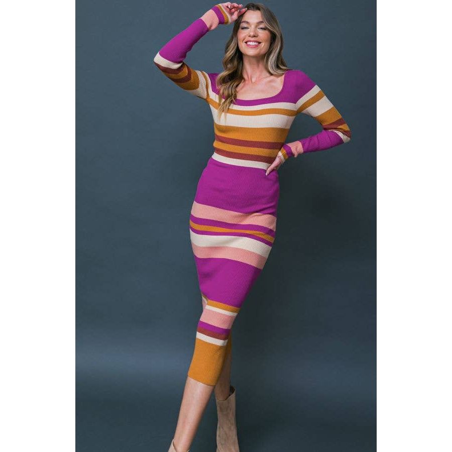 FLYING TOMATO - A ribbed sweater midi dress-Dresses-[Womens_Boutique]-[NFR]-[Rodeo_Fashion]-[Western_Style]-Calamity's LLC