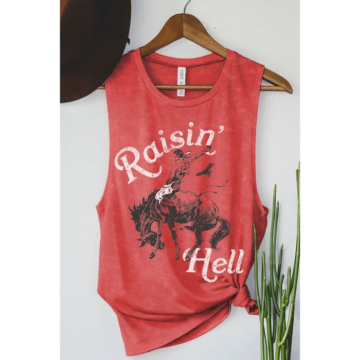 Raisin Hell tank-[Womens_Boutique]-[NFR]-[Rodeo_Fashion]-[Western_Style]-Calamity's LLC