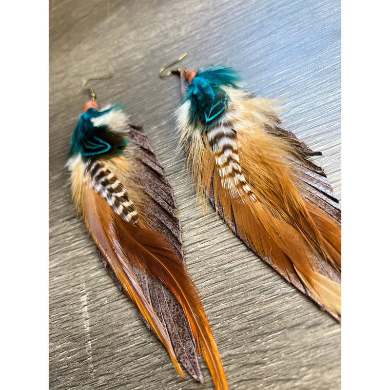 Ronan Feather Earrings: 5 inches-Earrings-[Womens_Boutique]-[NFR]-[Rodeo_Fashion]-[Western_Style]-Calamity's LLC