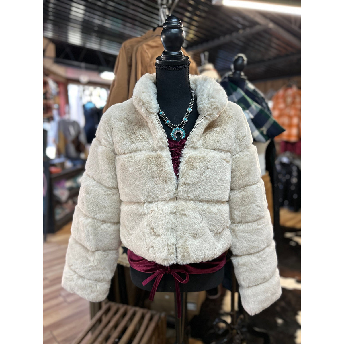 Cropped Faux Fur Jacket-[Womens_Boutique]-[NFR]-[Rodeo_Fashion]-[Western_Style]-Calamity's LLC