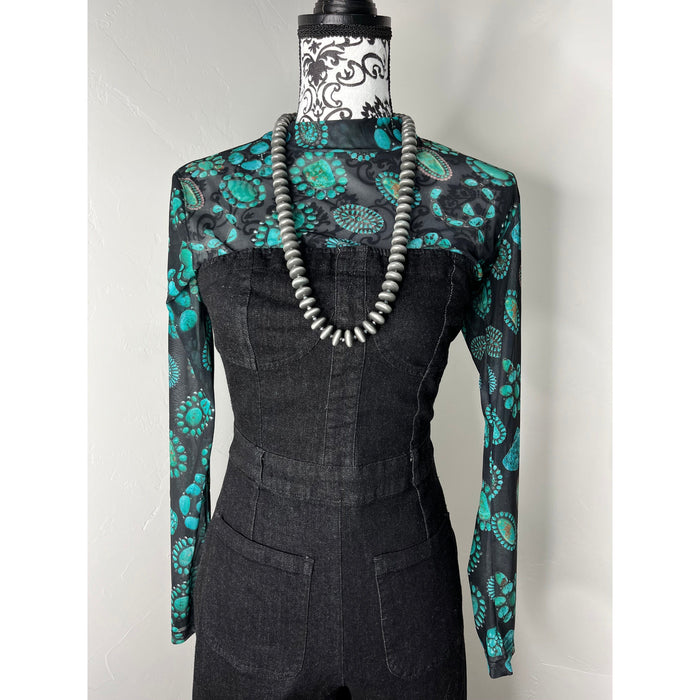 Forever In Turquoise Top-Long Sleeves-[Womens_Boutique]-[NFR]-[Rodeo_Fashion]-[Western_Style]-Calamity's LLC