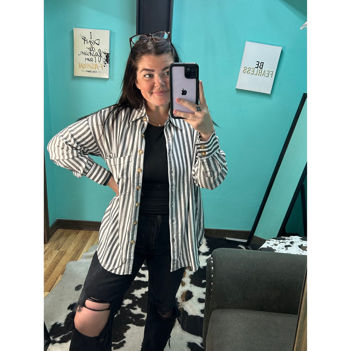 Collared Shirt-[Womens_Boutique]-[NFR]-[Rodeo_Fashion]-[Western_Style]-Calamity's LLC