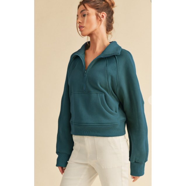 Dove Funnel Neck Half Zip-Sweatshirts-[Womens_Boutique]-[NFR]-[Rodeo_Fashion]-[Western_Style]-Calamity's LLC