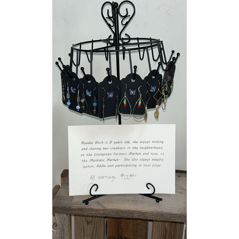 Handmade Earrings – By: Rosalie Black-Handmade Earrings-[Womens_Boutique]-[NFR]-[Rodeo_Fashion]-[Western_Style]-Calamity's LLC