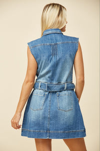 0Sleeveless Mini Denim Dress - Calamity's Boutique LLC