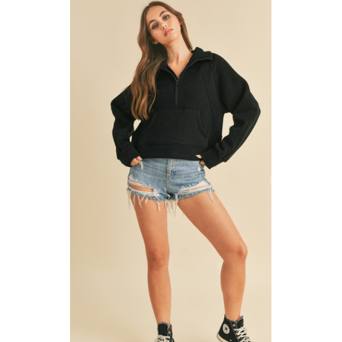 Dove Funnel Neck Half Zip-Sweaters-[Womens_Boutique]-[NFR]-[Rodeo_Fashion]-[Western_Style]-Calamity's LLC