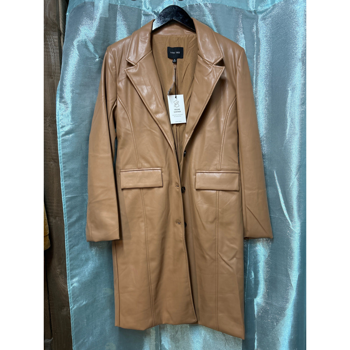 Faux leather, long line coat-[Womens_Boutique]-[NFR]-[Rodeo_Fashion]-[Western_Style]-Calamity's LLC