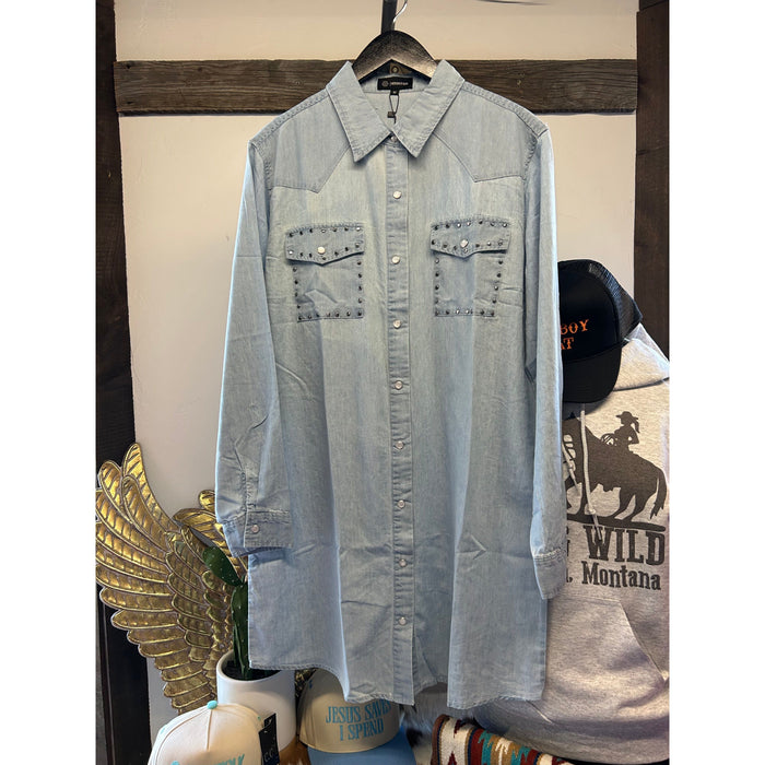 Studded Pearl Snap Dress-[Womens_Boutique]-[NFR]-[Rodeo_Fashion]-[Western_Style]-Calamity's LLC