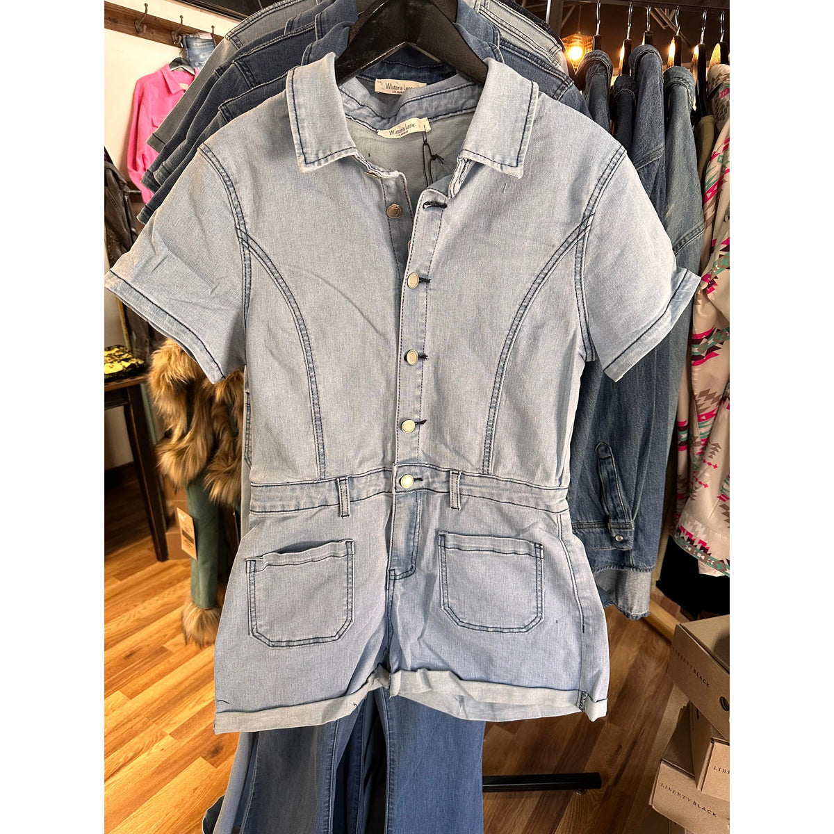 Stretch sales denim romper