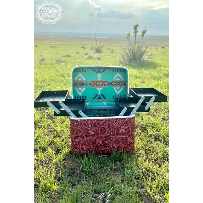 Tooled leather print Makeup box-Make Up Box-[Womens_Boutique]-[NFR]-[Rodeo_Fashion]-[Western_Style]-Calamity's LLC