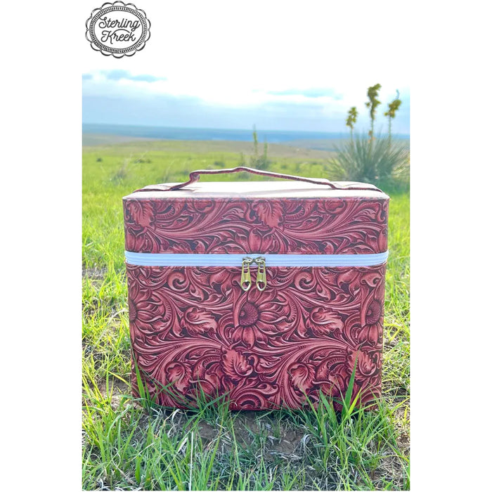Tooled leather print Makeup box-Make Up Box-[Womens_Boutique]-[NFR]-[Rodeo_Fashion]-[Western_Style]-Calamity's LLC