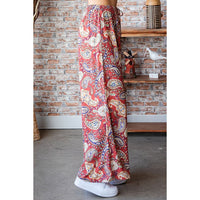 Paisley Print Straight Palazzo Pants-Pants-[Womens_Boutique]-[NFR]-[Rodeo_Fashion]-[Western_Style]-Calamity's LLC