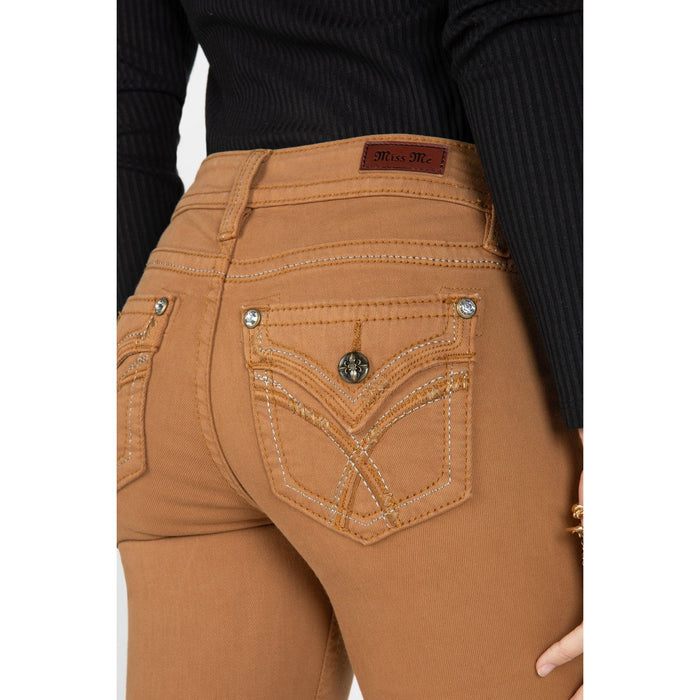 Miss me Mid-rise Camel Brown Straight Jeans-Denim-[Womens_Boutique]-[NFR]-[Rodeo_Fashion]-[Western_Style]-Calamity's LLC