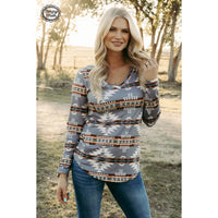 Snowbank Mountain Top ￼-Long Sleeves-[Womens_Boutique]-[NFR]-[Rodeo_Fashion]-[Western_Style]-Calamity's LLC