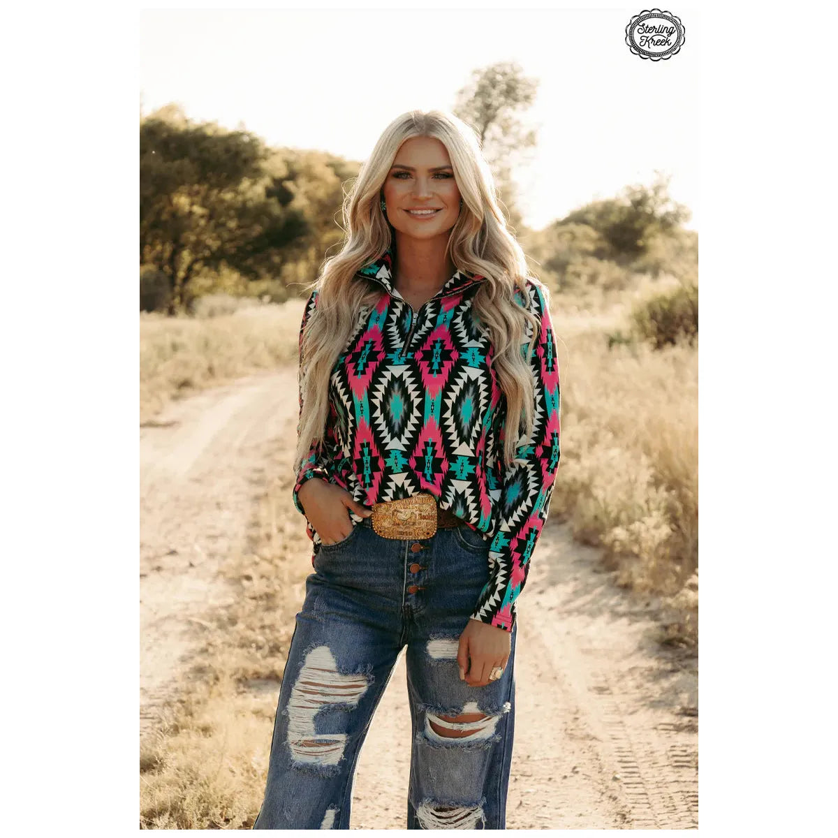 Aztec Montezuma Pullover-Sweaters-[Womens_Boutique]-[NFR]-[Rodeo_Fashion]-[Western_Style]-Calamity's LLC