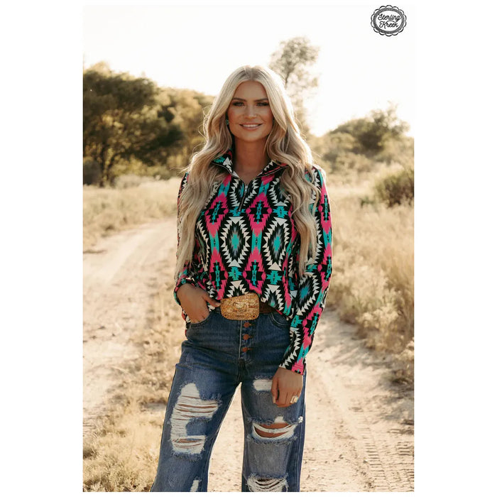Aztec Montezuma Pullover-Sweaters-[Womens_Boutique]-[NFR]-[Rodeo_Fashion]-[Western_Style]-Calamity's LLC