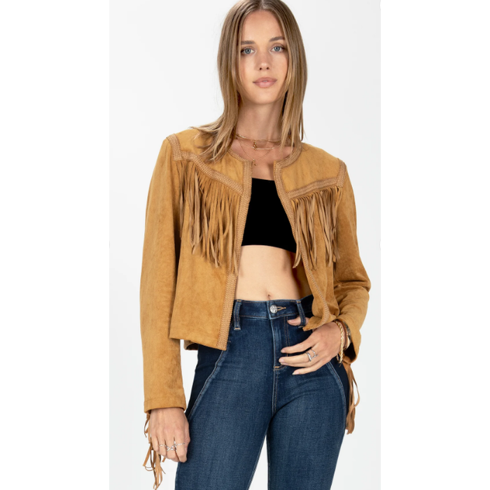 Miss ME Faux Suede Jacket with Fringe-Jackets-[Womens_Boutique]-[NFR]-[Rodeo_Fashion]-[Western_Style]-Calamity's LLC