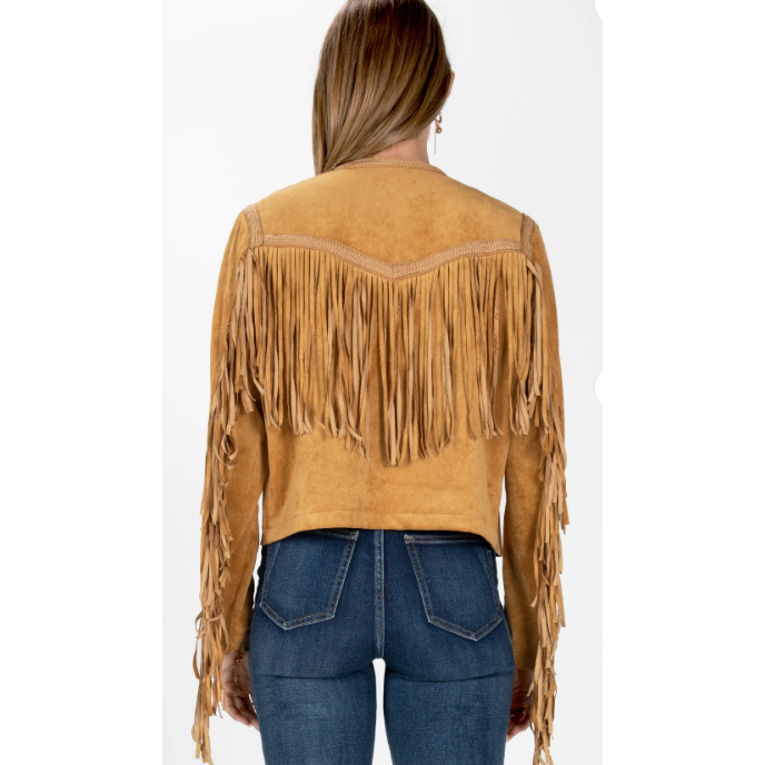 Miss ME Faux Suede Jacket with Fringe-Jackets-[Womens_Boutique]-[NFR]-[Rodeo_Fashion]-[Western_Style]-Calamity's LLC