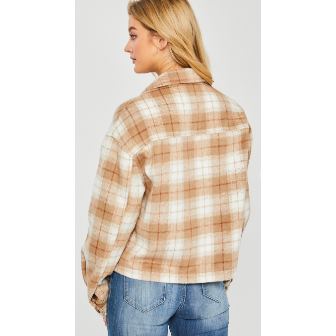 Camel Plaid Shacket-Jackets-[Womens_Boutique]-[NFR]-[Rodeo_Fashion]-[Western_Style]-Calamity's LLC