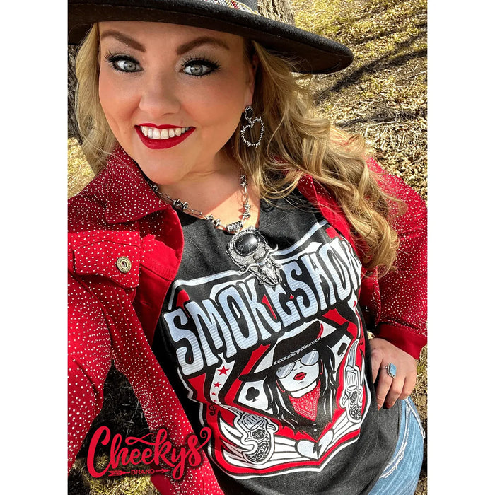 Front View. Smokeshow Tee-Graphic Tees-[Womens_Boutique]-[NFR]-[Rodeo_Fashion]-[Western_Style]-Calamity's LLC