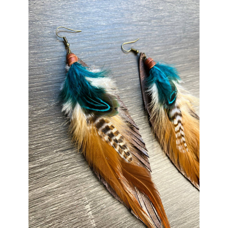 Ronan Feather Earrings: 6 inches-Earrings-[Womens_Boutique]-[NFR]-[Rodeo_Fashion]-[Western_Style]-Calamity's LLC