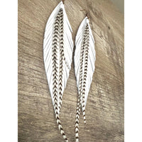Clancy Feather Earrings | White: 5 inches-Earrings-[Womens_Boutique]-[NFR]-[Rodeo_Fashion]-[Western_Style]-Calamity's LLC