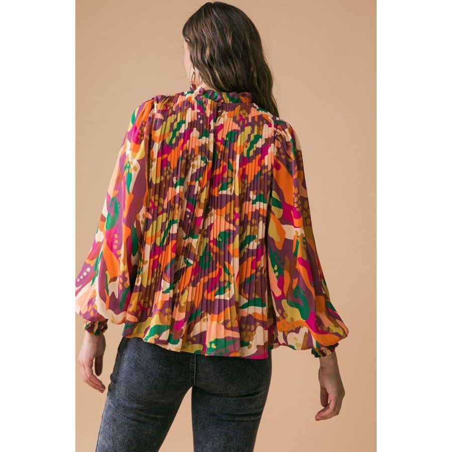 A printed woven top by Flying Tomato-Long Sleeves-[Womens_Boutique]-[NFR]-[Rodeo_Fashion]-[Western_Style]-Calamity's LLC