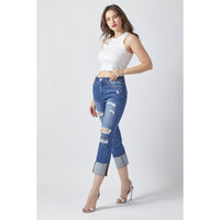 Risen Distressed Capri with Cuff-Pants-[Womens_Boutique]-[NFR]-[Rodeo_Fashion]-[Western_Style]-Calamity's LLC