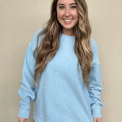 Rounded Bottom Cozy Cord Crew Sweater-Sweaters-[Womens_Boutique]-[NFR]-[Rodeo_Fashion]-[Western_Style]-Calamity's LLC