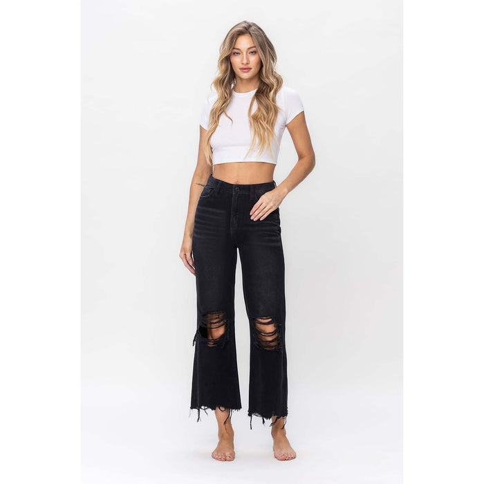 90'S VINTAGE SUPER HIGH RISE CROP FLARE JEANS-Pants-[Womens_Boutique]-[NFR]-[Rodeo_Fashion]-[Western_Style]-Calamity's LLC