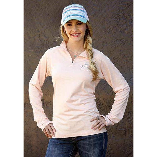 Light Pink Tin Haul 1/4 Quarter Zip-Shirt-[Womens_Boutique]-[NFR]-[Rodeo_Fashion]-[Western_Style]-Calamity's LLC