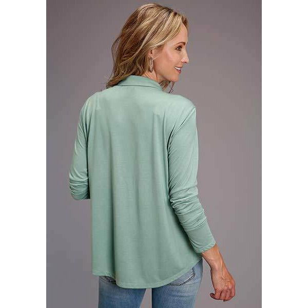 Jersey Green Knit button top, by Roper-Long Sleeves-[Womens_Boutique]-[NFR]-[Rodeo_Fashion]-[Western_Style]-Calamity's LLC